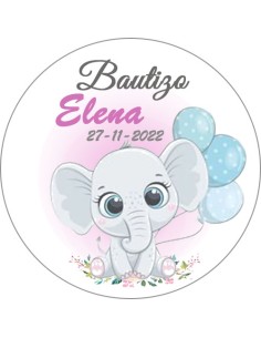 Etiqueta de Bautizo - Elefante
