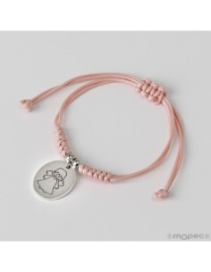 Pulsera Cordón Rosa Medalla...