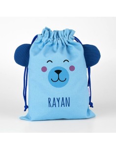 Saquito Zoo Oso Azul personalizado