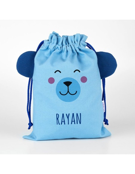 Saquito Zoo Oso Azul personalizado Saquito Zoo Oso Azul personalizado