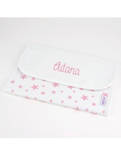 Portadocumentos para niña Estrellas Rosa Personalizado