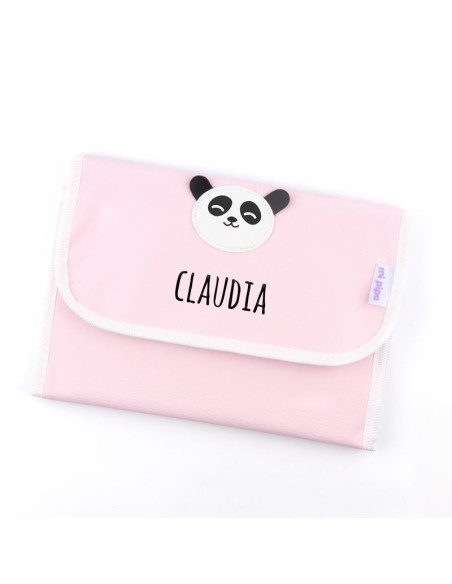 Portadocumentos para niños-Panda Rosa Personalizado Portadocumentos para niños-Panda Rosa Personalizado