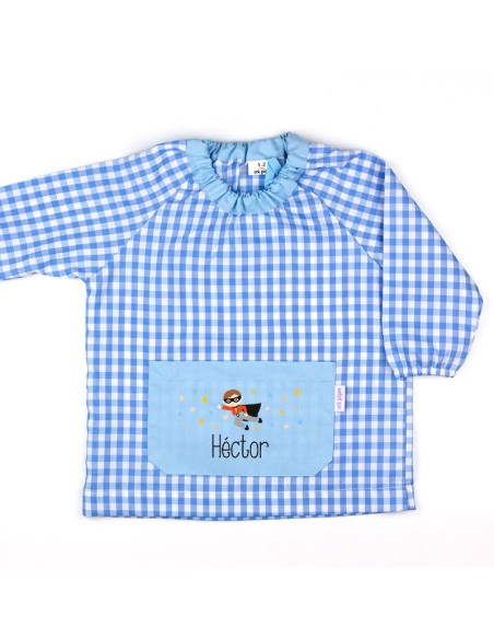 Babi Bolsillo Superhéroe Azul personalizado Babi Bolsillo Superhéroe Azul personalizado