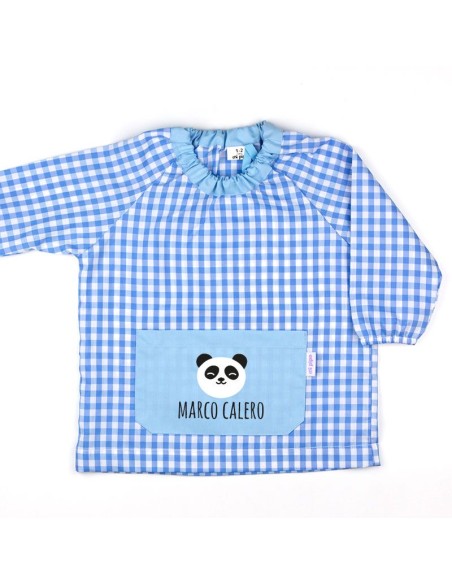 Babi Bolsillo Panda Azul personalizado Babi Bolsillo Panda Azul personalizado