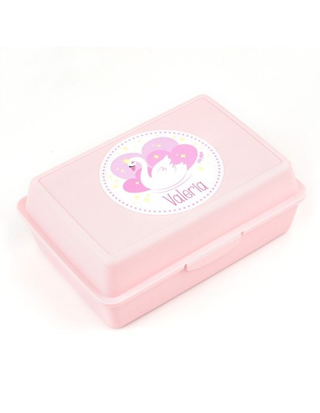 Pack Botella 600ml + Cajita Porta Alimentos Cisne Rosa personalizadas