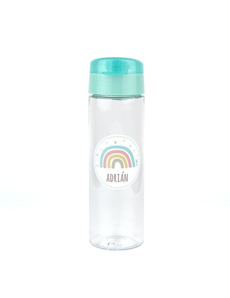 Pack Botella 600ml + Cajita Porta Alimentos Arcoíris Soft Menta personalizadas