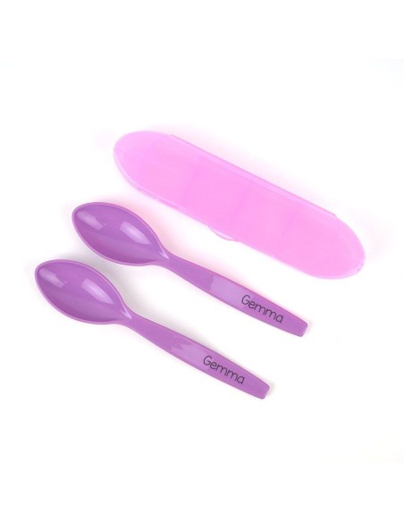Set 2 Cucharas Senior con Estuche Personalizados Lila