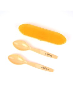 Set 2 Cucharas Senior con Estuche Personalizados Naranja soft