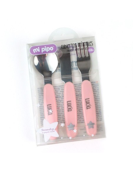 Cubiertos Acero Rosa Personalizados