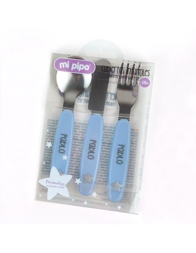 Cubiertos Acero Azul Personalizados