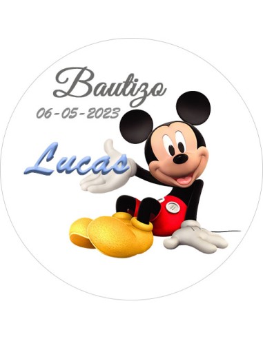 Etiqueta bautizo mickey mouse