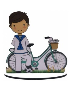 Figura de pastel Comunión Bicicleta Niño