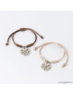 Pulsera Beige Medalla Paloma marfil/marrón 2