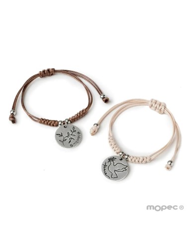 Pulsera Beige Medalla Paloma... Pulsera Beige Medalla Paloma...