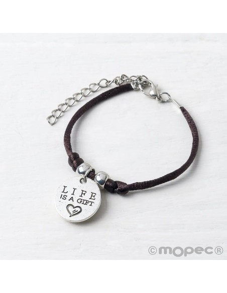 Pulsera con Medalla Árbol "Life is a gift"