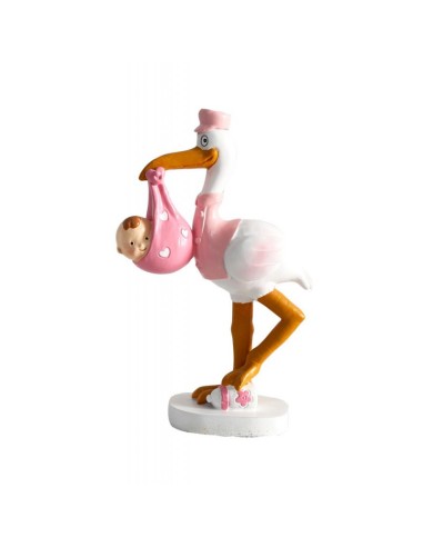 Figura Pastel Bautizo Cigüeña Niña