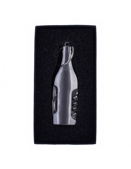 Llavero Botella con Navaja Multiusos - Plata