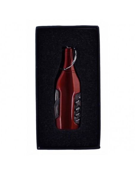Llavero Botella con Navaja Multiusos - Rojo